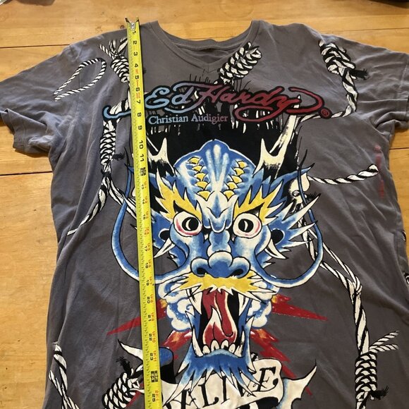 Ed Hardy Mens Large Shirt Dragon Tattoo Christian Audigier Y2K Vintage Rare - Picture 11 of 14